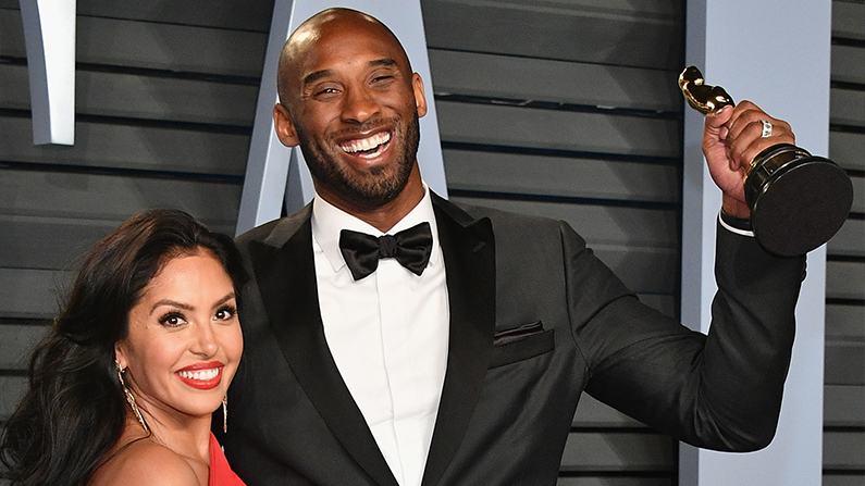 Kobe Bryant and his wife and his Oscar