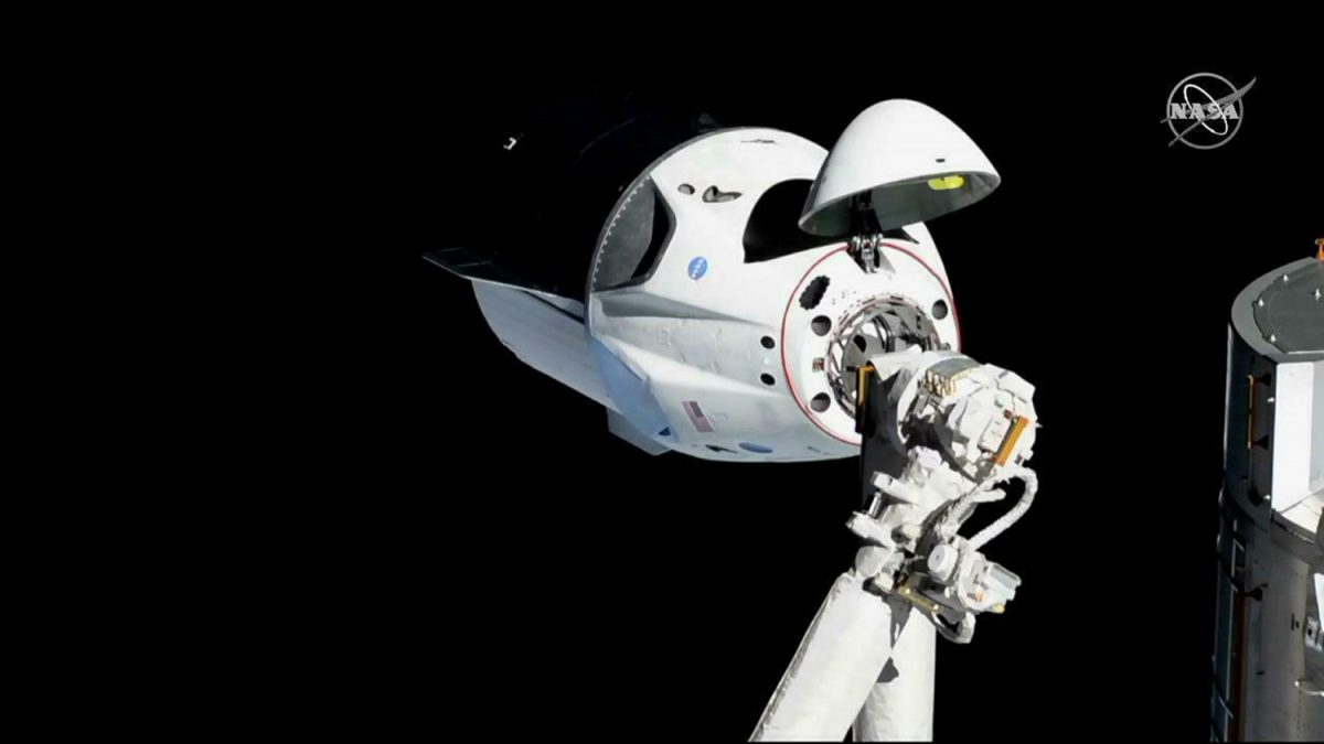 SpaceX new crew capsule at the International Space Station