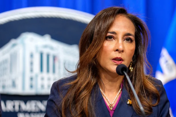Assistant Attorney General for Civil Rights Harmeet Dhillon speaks during a news conference at the Justice Department in Washington on Sept. 29, 2025. (Andrew Harnik/Getty Images)