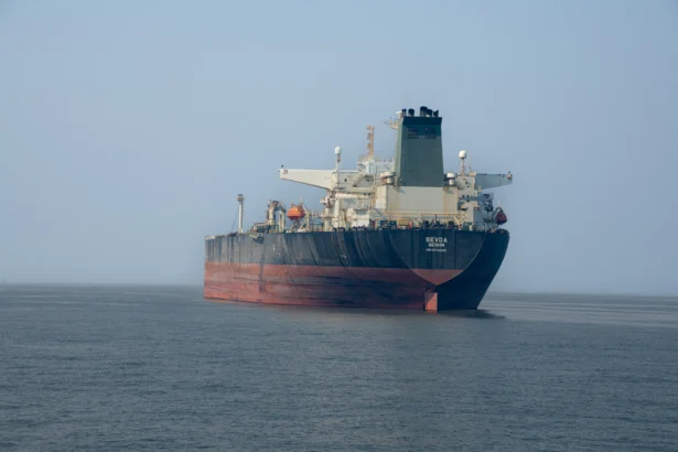 Iranian crude oil tanker, Sevda, sails near Bandar Asaluyah, Iran, on Jan. 27, 2026. (Sam/Middle East Images/AFP via Getty Images)