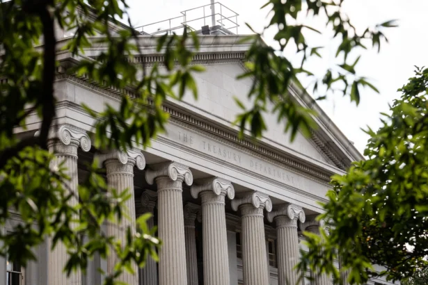 The U.S. Department of the Treasury in Washington on Aug. 8, 2025. (Madalina Kilroy/The Epoch Times)