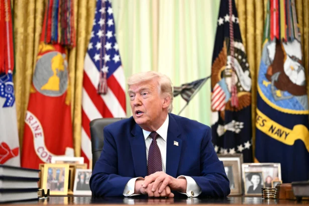 U.S. President Donald Trump speaks to the press in the Oval Office of the White House on June 3, 2026. (Mandel Ngan/AFP via Getty Images)