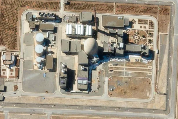 This satellite image provided by Maxar Technologies shows the Arak heavy water reactor in Iran on Feb. 15, 2025. (Maxar Technologies via AP)