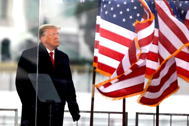 President Donald Trump looks on during a rally in Washington, on Jan. 6, 2021. (Jim Bourg/Reuters)