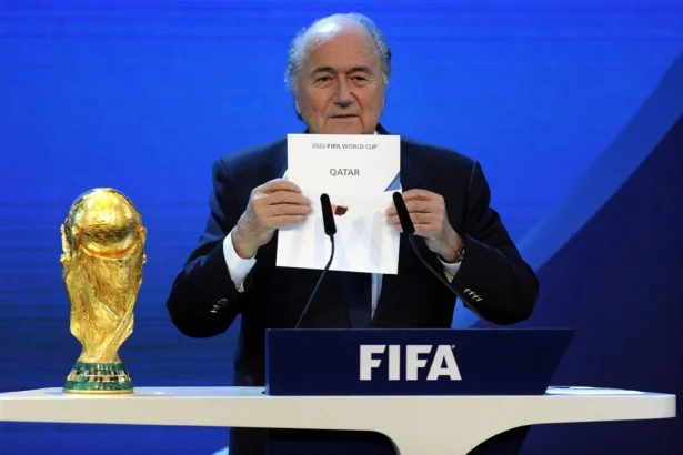 Then FIFA president Sepp Blatter Joseph S. Blatter announces that Qatar will be hosting the 2022 World Cup during the FIFA 2018 and 2022 World Cup Bid Announcement in Zurich, Switzerland, on Dec. 2, 2010. (Keystone/Walter Bieri/AP Photo)