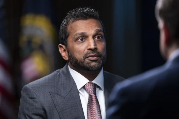 FBI Director Kash Patel speaks during an interview at the agency headquarters in Washington on Aug. 4, 2026. (Madalina Kilroy/The Epoch Times)