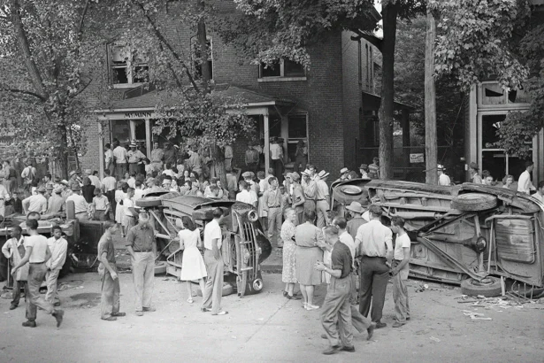 Locals gathered outside the McMinn County jail. (Courtesy of McMinn County Historical Society and Archives)