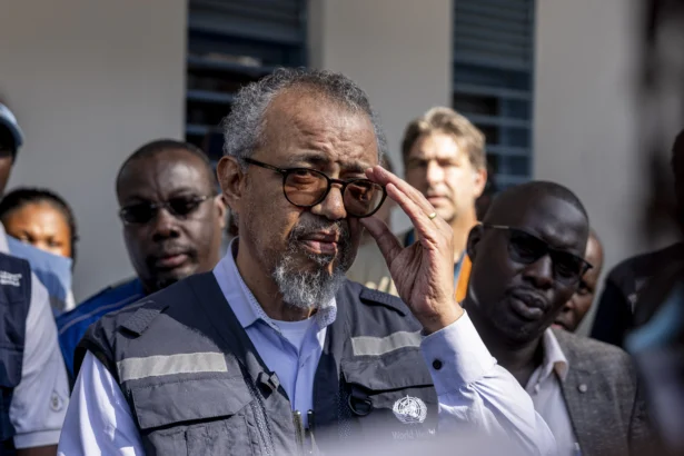 World Health Organization Director-General Tedros Adhanom Ghebreyesus in Bunia, Congo, on May 31, 2026. (Michel Lunanga/Getty Images)